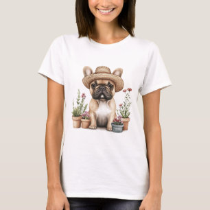 Franse Bulldog Tuinieren Bloempotten T-shirt