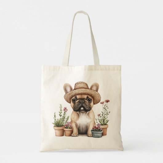 Franse Bulldog Tuinieren Bloempotten Tote Bag (Achterkant)