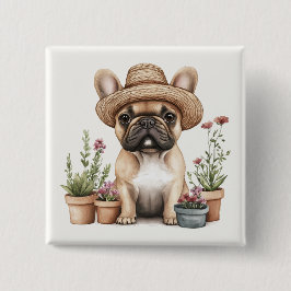Franse Bulldog Tuinieren Bloempotten Vierkante Button 5,1 Cm