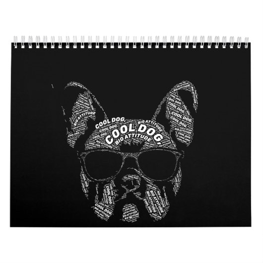 Franse Bulldog Typografie Kalender (Hoes)