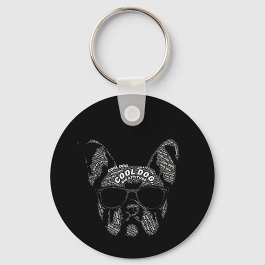 Franse Bulldog Typografie Sleutelhanger (Voorkant)