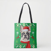 Franse Bulldog Ugly Kerstmis Tote Bag (Voorkant)