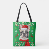 Franse Bulldog Ugly Kerstmis Tote Bag (Achterkant)