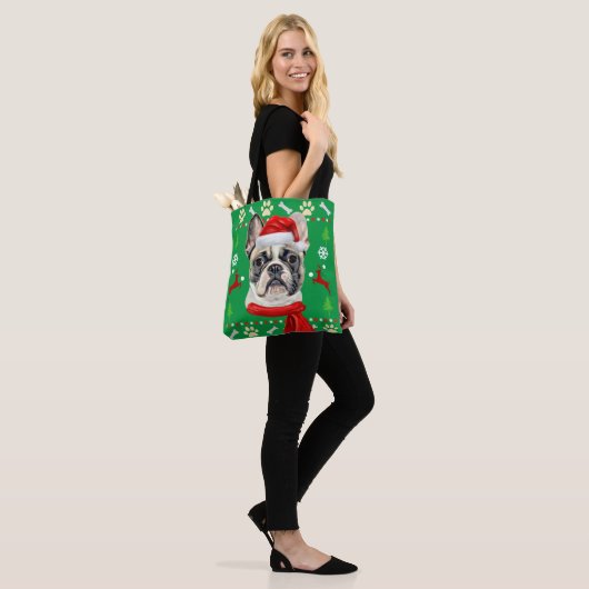 Franse Bulldog Ugly Kerstmis Tote Bag (Op model)