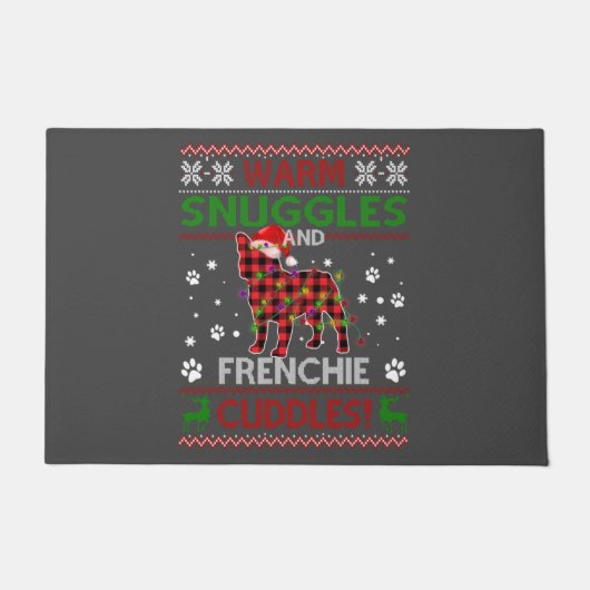 Franse Bulldog Ugly kerstSweater Xmas Pajama Deurmat (Voorkant)