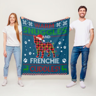 Franse Bulldog Ugly kerstSweater Xmas Pajama Fleece Deken