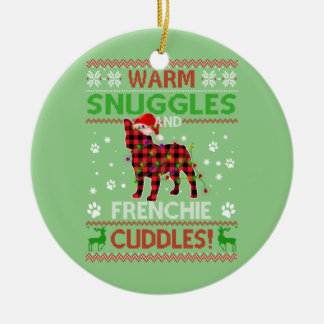 Franse Bulldog Ugly kerstSweater Xmas Pajama Keramisch Ornament