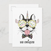 Franse Bulldog Unicorn Briefkaart (Voorkant / Achterkant)
