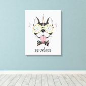 Franse Bulldog Unicorn Canvas Afdruk (Insitu (Houten vloer))