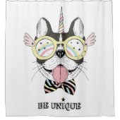 Franse Bulldog Unicorn Douchegordijn (Voorkant)