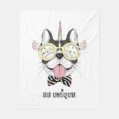 Franse Bulldog Unicorn Fleece Deken (Voorkant)