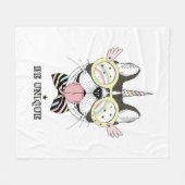 Franse Bulldog Unicorn Fleece Deken (Voorkant (Horizontaal))