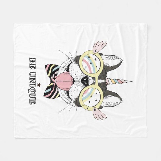 Franse Bulldog Unicorn Fleece Deken (Voorkant (Horizontaal))