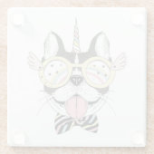 Franse Bulldog Unicorn Glazen Onderzetter (Achterkant)