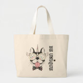 Franse Bulldog Unicorn Grote Tote Bag (Voorkant)