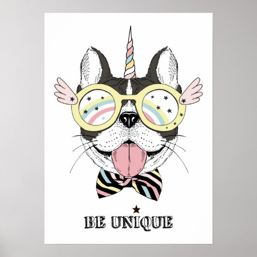 Franse Bulldog Unicorn Poster (Voorkant)
