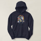 Franse Bulldog Unicorn Riding Dinosaur T rex Gift Hoodie (Design voorkant)