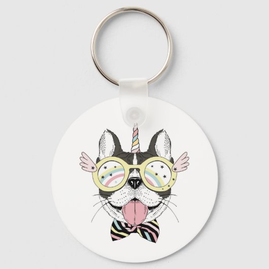 Franse Bulldog Unicorn Sleutelhanger (Voorkant)
