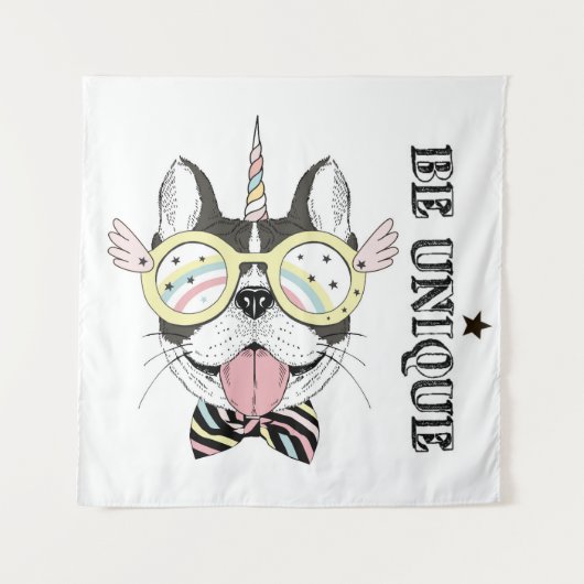 Franse Bulldog Unicorn Wandkleed (Voorkant)