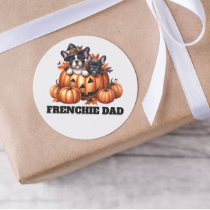 Franse Bulldog Vader Halloween Pompoenen Ronde Sticker