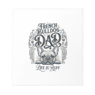 Franse Bulldog Vader Leven Is Ruff Vintage T-shirt Notitieblok