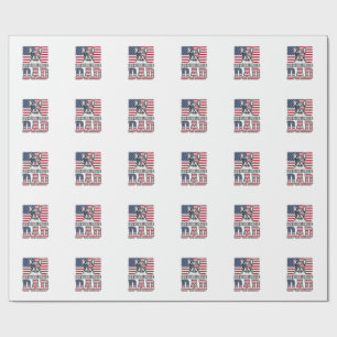 Franse Bulldog Vader Patriottisch Vintage Cadeaupapier