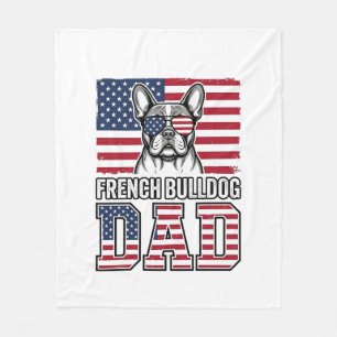 Franse Bulldog Vader Patriottisch Vintage Fleece Deken
