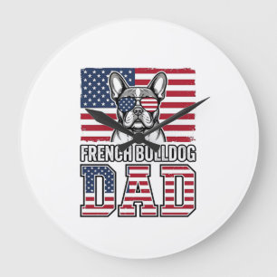 Franse Bulldog Vader Patriottisch Vintage Grote Klok