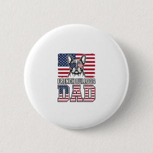 Franse Bulldog Vader Patriottisch Vintage Ronde Button 5,7 Cm
