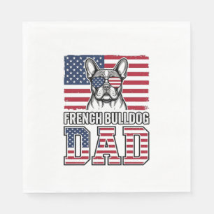Franse Bulldog Vader Patriottisch Vintage Servet