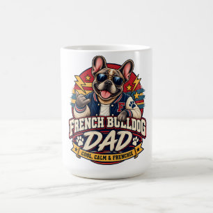 Franse Bulldog Vader Retro Varsity Zonnebril Koffiemok