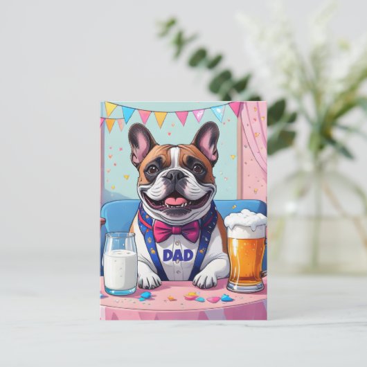 Franse Bulldog Vader Vaderdag Briefkaart (Staand voorkant)