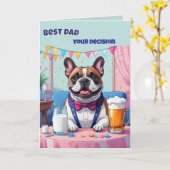 Franse Bulldog Vader Vaderdag Kaart (Gele Bloem)