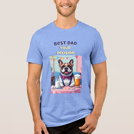 Franse Bulldog Vader Vaderdag Tri-Blend Shirt (Voorkant)