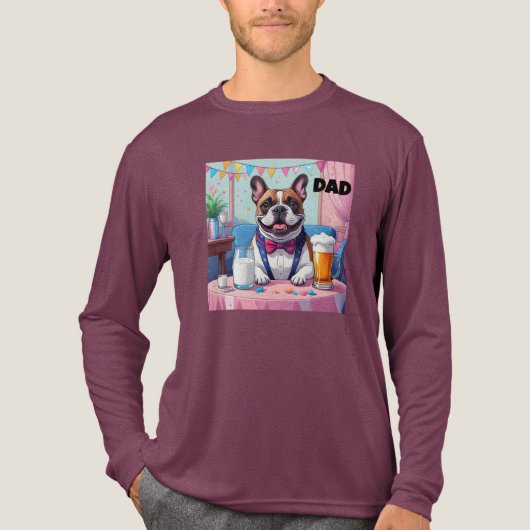 Franse Bulldog Vader Vaderdag Tri-Blend Shirt (Voorkant volledig)