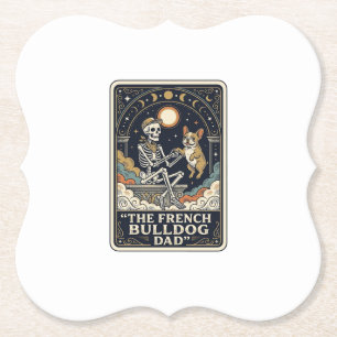 Franse Bulldog Vader Vintage Skelet Tarot Shirt_1 Kartonnen Onderzetters