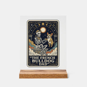Franse Bulldog Vader Vintage Skelet Tarot T-shirt_ Acryl Bord