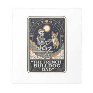 Franse Bulldog Vader Vintage Skelet Tarot T-shirt_ Notitieblok