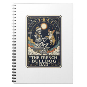 Franse Bulldog Vader Vintage Skelet Tarot T-shirt_ Notitieboek