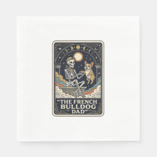 Franse Bulldog Vader Vintage Skelet Tarot T-shirt_ Servet