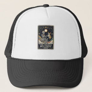 Franse Bulldog Vader Vintage Skelet Tarot T-shirt_ Trucker Pet