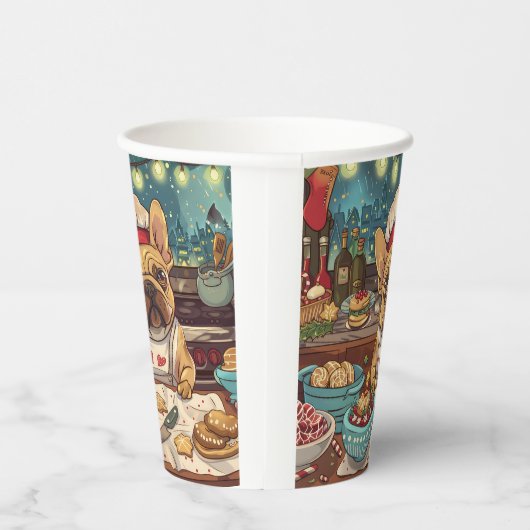 Franse Bulldog Vakantie Bakken: Feestelijke Kerstm Papieren Bekers (Rechts)