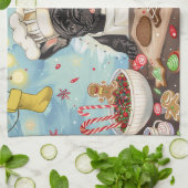 Franse Bulldog Vakantie Bakken: Feestelijke Kerstm Theedoek (Gevouwen)