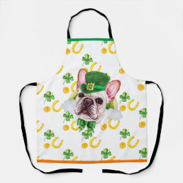 Franse Bulldog Vakantiedecoratie St. Patrick's Day Schort