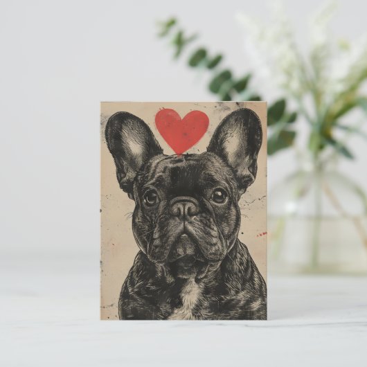 Franse bulldog  Valentijnsdag Briefkaart (Staand voorkant)