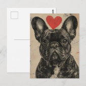 Franse bulldog  Valentijnsdag Briefkaart (Voorkant / Achterkant)