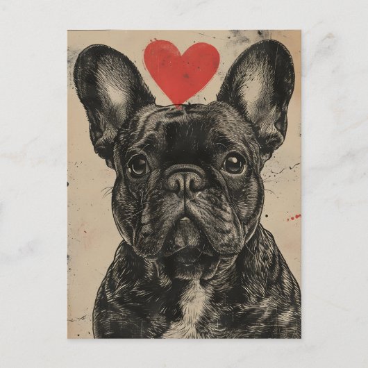 Franse bulldog  Valentijnsdag Briefkaart (Voorkant)