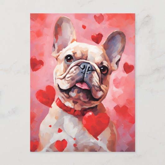 Franse Bulldog Valentijnsdag Briefkaart (Voorkant)