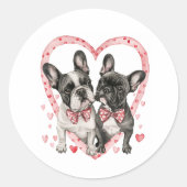 Franse Bulldog Valentijnsdag Frenchie Hondencadeau Ronde Sticker (Voorkant)