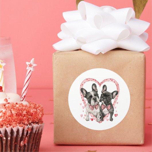 Franse Bulldog Valentijnsdag Frenchie Hondencadeau Ronde Sticker (Feest)